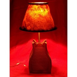 Custom Leather Lamp with Rawhide Shade