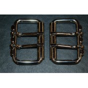 Nickel Plated 2 Tongue Roller Buckle - 2"