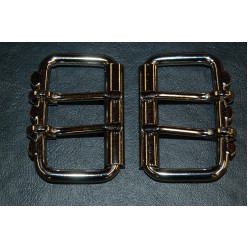 Nickel Plated 2 Tongue Roller Buckle - 2"